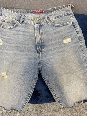 Guess Light Blue Distressed Denim Shorts